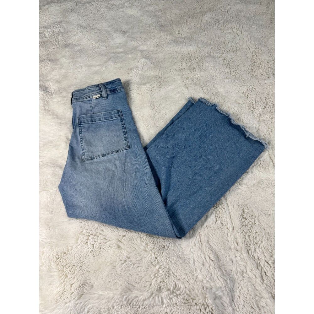 Billabong Wide Leg Jeans Women's Size 26 Light Wash Blue Raw Hem Frayed